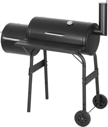Гриль на вугіллі з кришкою Griller Outdoor, металевий гриль-вагон із колесами та робочою поверхнею, чорний садовий гриль для кемпінгу