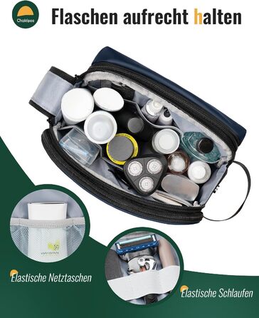 Чоловіча дорожня косметичка Kulturbeutel, водонепроникна, легка, з подвійним замком (Блакитна)