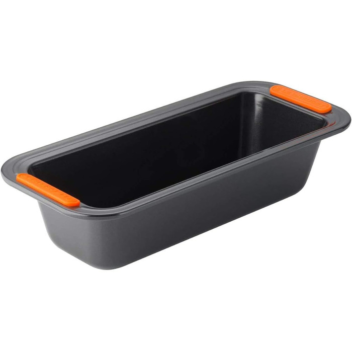 Форма для випікання Le Creuset, антипригарна, прямокутна, 30×11,5×7 см, стійка до закваски, з вуглецевої сталі, антрацит/помаранчева