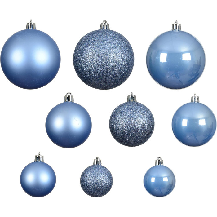 Набір ялинкових прикрас Kaemingk, 30 шт., 6 см, пластик, класичний дизайн, небесно-блакитні
