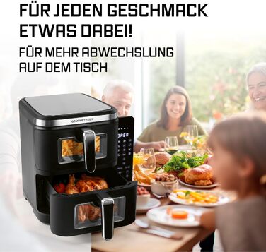 Фритюрниця повітряна GOURMETmaxx XXL з двома камерами, 10 л, з клавішами керування
