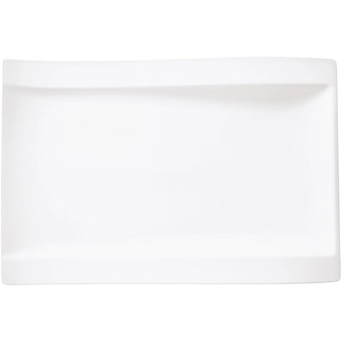 Villeroy & Boch New Wave Flat Plate, Square, Porcelain, White, Gourmet Plate 37 x 25 cm, 4
