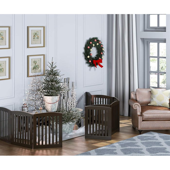 Ворота для собак PAWLAND Holz, розкладні, 60 см, 4 сходинки, для дому, білі (1 шт.)