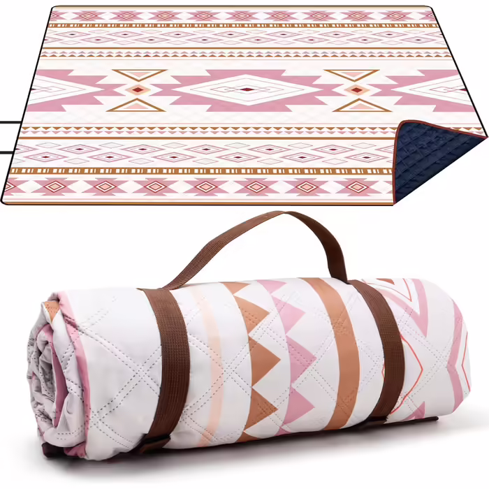 Пікнік-ковдра LARUTAN Boho 200x200 см, водонепроникна, антипісочна, складна, зелена, для пляжу, кемпінгу, подорожей, барбекю