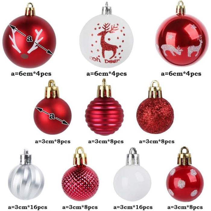 Новорічні кулі Рожево-золоті, 100 шт., діаметром 3, 4 та 6 см, набір прикрас для ялинки, пластикові, для різдвяного декору