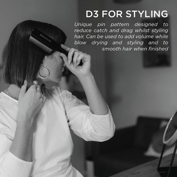 Щітка для кучерявого волосся Denman D3 (African), 7-рядна стилістична щітка для розчісування, розділення, формування та визначення локонів – для жінок та чоловіків (чорний/червоний)