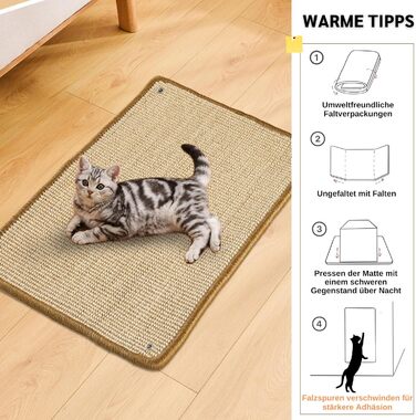 Килимок для дряпання котів JanYoo Sisal, захист від подряпин для меблів, 60x25 см (2 шт.) (60x40 см, 2 шт., 3-бежевий)