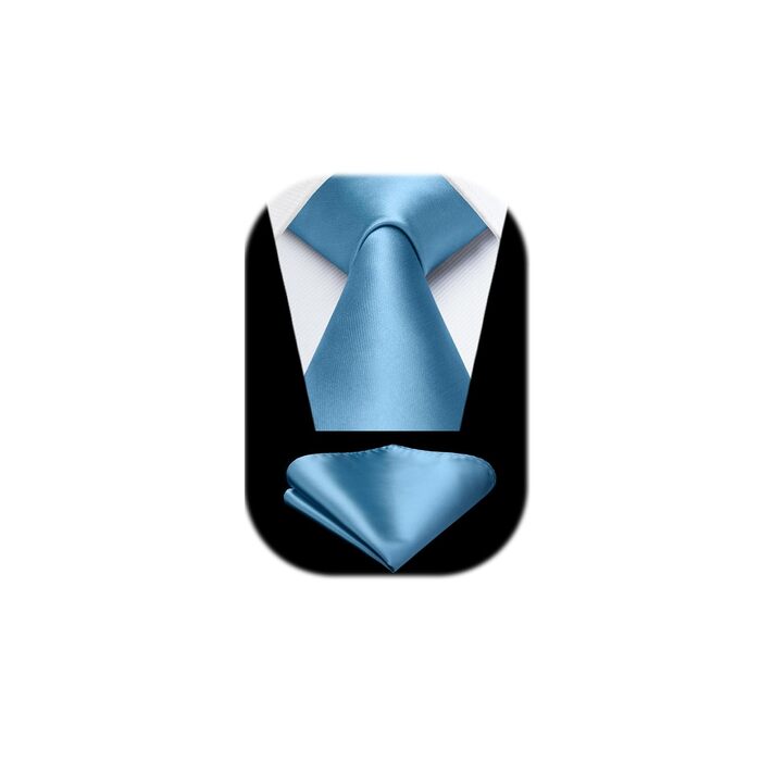 HISDERN Комплект краватки та нагрудного хустинки однотонні для вечірки, весілля, різних кольорів