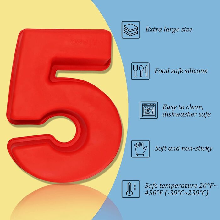 9-Piece 10-Inch Silicone Number Cake Mold Baking Pans, Number Cake Molds for Birthday, Wedding, Party Decoration