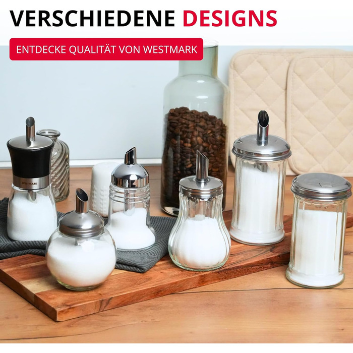 Дозатор для цукру Westmark Blacky, 190 мл, скло/нержавіюча сталь/пластик