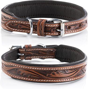 Нашийник для собак Джек Рассел з натуральної шкіри буйвола, ручної роботи, Talia (XL, 46-58 см)