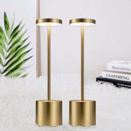 LED акумуляторна настільна лампа бездротова, 5000mAh, USB-зарядка, диммування, 3 режими кольору, для дому та відпочинку (2 бронза)