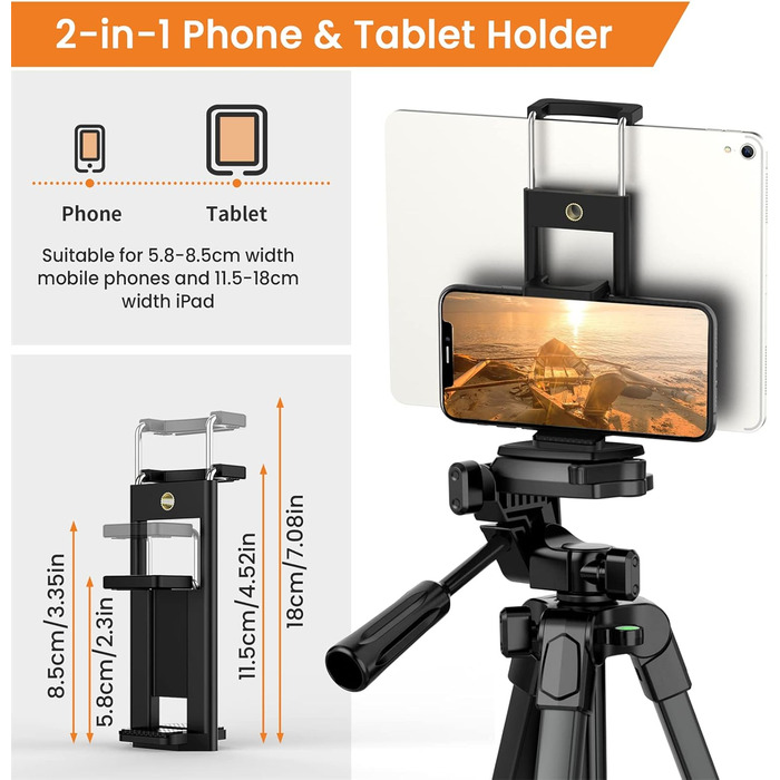 Штатив для камери та смартфона Handy Upgrade 172 см з тримачем та пультом, легкий, чорний