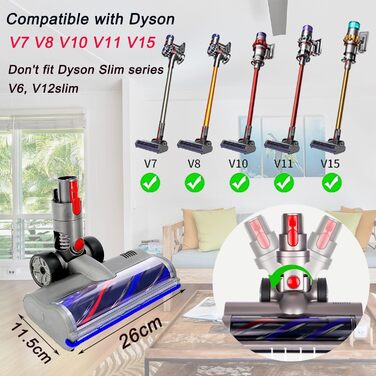 Електрична насадка для миття підлоги Dyson V11, V10, V8, V7, V15 - з баком та 6 змінними серветками (щітка)