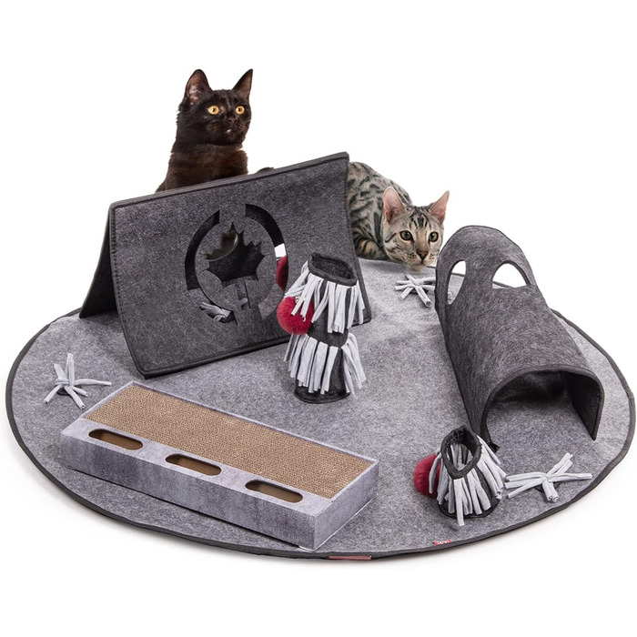 CanadianCat Company | Coleen Cat Activity Mat, Intelligence Toy for Cats, Interactive Activity for Cats Play Mat, Play Mat, Gray/Brown, 110 x 90 cm (ActivityTeppich COSMO)