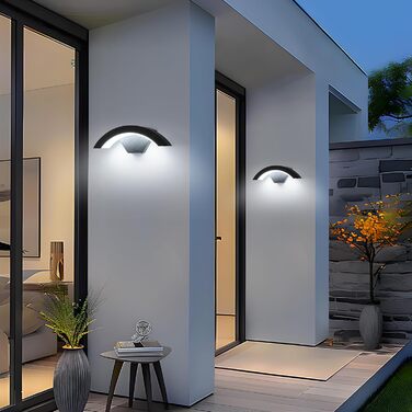 Зовнішня вулична LED-лампа Comely 24W з датчиком руху, IP65, алюміній, тепле світло 3000K, для саду, тераси, сходи, чорна