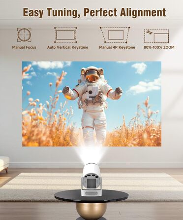 Проектор 4K Mini Android 11.0 5G WiFi 6 BT 5.0 з автокоррекцією трапецеїдальних спотворень та динаміком 5W. Підтримка 4K, 1080P Full HD, WiFi 6, Bluetooth 5.0, Android 11.0.