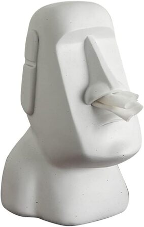BIOSA Moai Tissue Box, Easter Island Tissue Box, Moai Cosmetic Tissue Box for Kitchen Bathroom Bedroom - 25x16.5x18cm