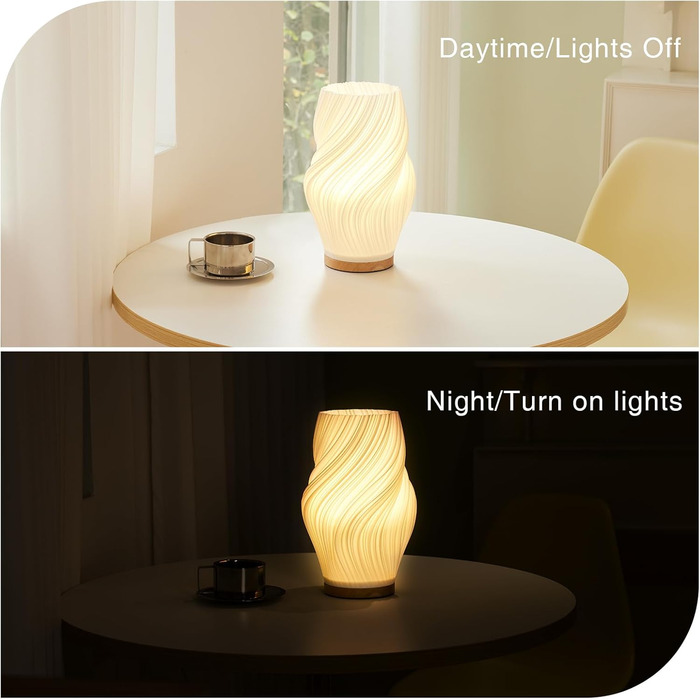 Стійлова лампа Dawnwake для спальні та вітальні з дерев'яним цоколем, LED-освітлення