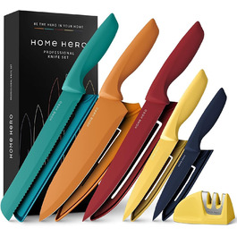 Home Hero Professional Kitchen Knife Set - 11-Piece Stainless Steel Knife Set with Sheath - Multicolored