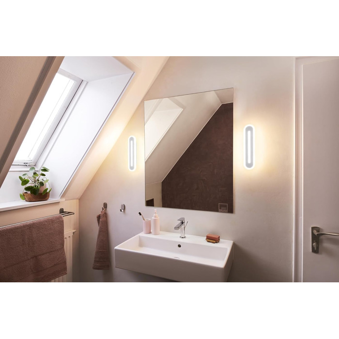 LEDVANCE Smart LED Bathroom Light white, 1200LM, 3000-6500K, 300mm x 70mm, IP44, Orbis Bath Wall Light, bathroom light with Wifi technology, dimmable, controllable via app and voice assistants