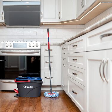 O-Cedar EasyWring Microfiber Spin Mop Refills, Floor Cleaning System with 2 Extra, Plastic, Rinseclean Spin Mop & Bucket + 2 Extra Refill Packs, RC