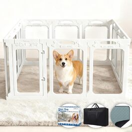 Клітка для собак, прозора, з дверцятами, висота 61 см, 12 панелей, для цуценят та маленьких собак, білий колір