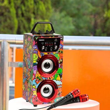 Караоке машина дитяча Trendix Rosa з 2 мікрофонами, FM-радіо, USB, Bluetooth, SD-карти. Музична коробка з мікрофоном - подарунок для дітей (Monster Club)