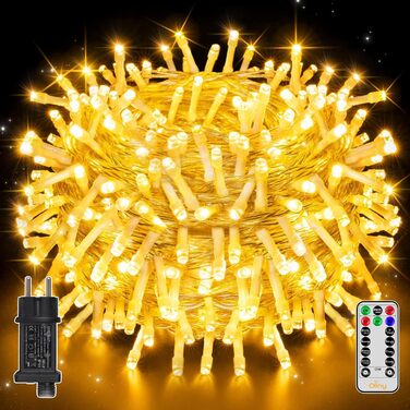 Ланцюжок прикрас Ollny 20м, 200 LED, з пультом та таймером, 8 режимів, IP44, теплий білий