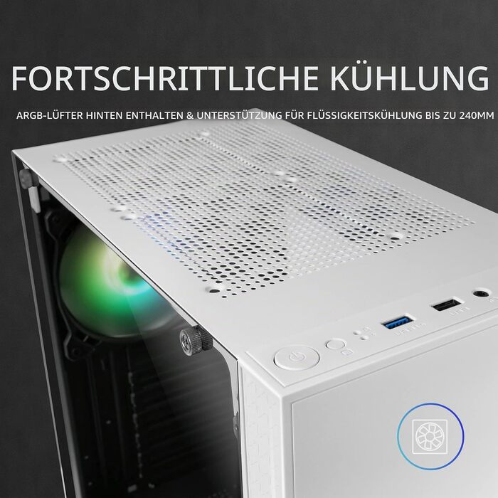 Ігровий корпус для ПК Mars Gaming MC-U3 White, ATX XL, 3 ARGB вентилятори 120мм, загартоване скло