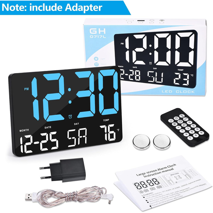 SZELAM Digital Clock, Large Display, 11.5