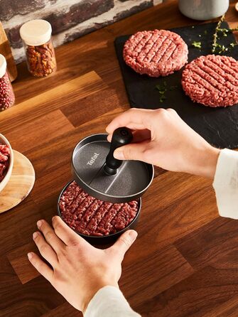 Прес для бургерів Tefal K18511 12 см антипригарний, для м'яса, риби та овочів, сірий/чорний