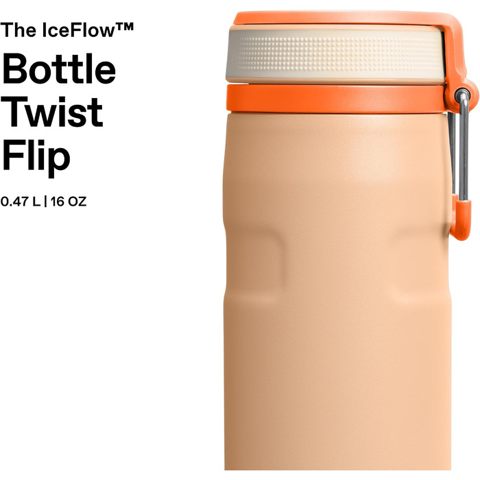 Термос-пляшка STANLEY 1913 IceFlow Bottle Twist Flip 0.47L, герметична пляшка для води з трубочкою, Orange Sherbet