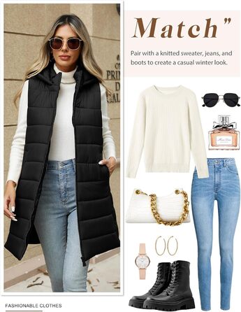 Жіноча пухова жилетка Yusongirl, довга, з капюшоном, тепла, чорна, осінь/зима