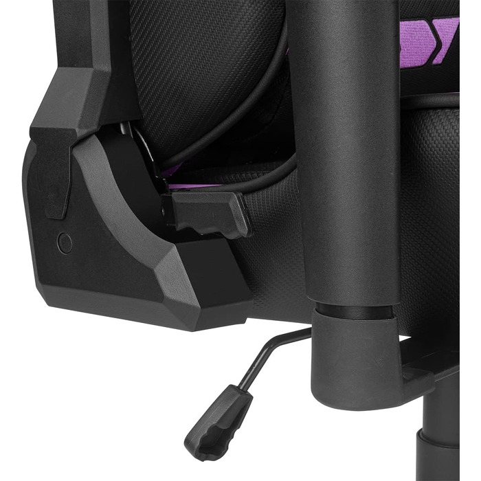 Професійне ігрове крісло DRIFT GAMING DR350 ергономічне, з 4D-підлокітниками, подушками під поперек та шию, нахил 135°, безшумні колеса, чорно-фіолетове