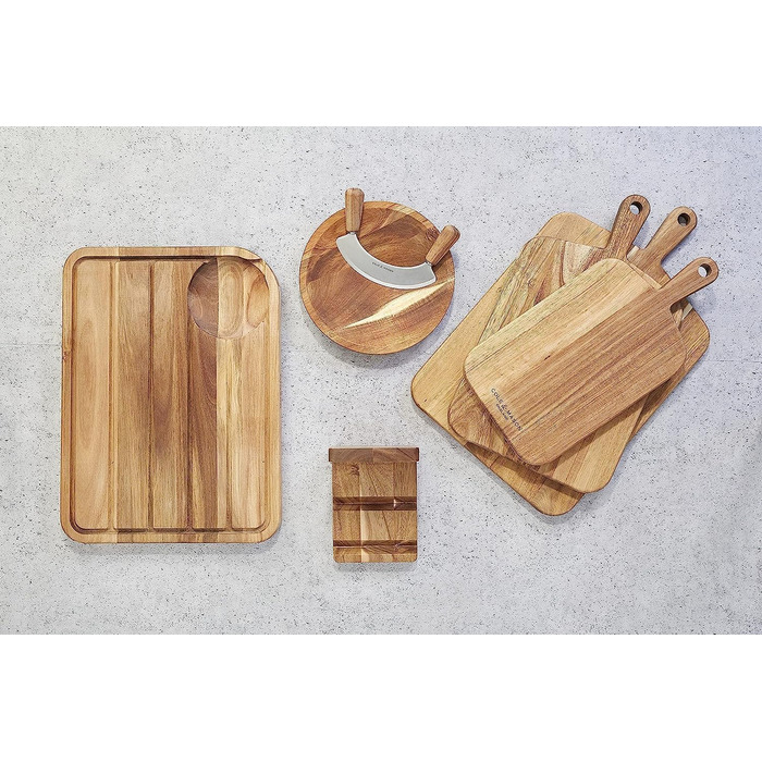 Cole & Mason H722131 Barkway Acacia Wood Cutting Board, Small, Serving Board/Wooden Board/Board with Handle, Not Dishwasher Safe