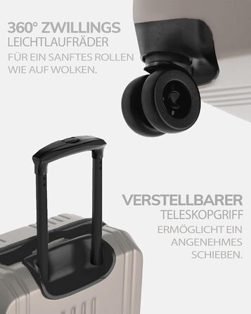 Набір валіз FERGÉ 3 шт. з жорстким корпусом та TSA-замком. Валізи-тролії (Handgepäck, L, XL). Жорсткий корпус, 4 колеса, полікарбонат, колір: Ivory-matt