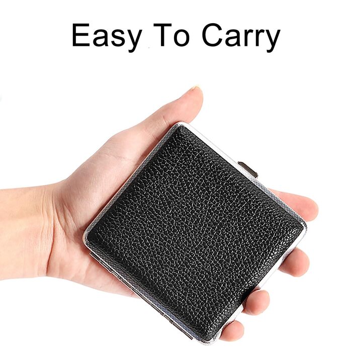 Чохол для сигарет на 20 сигарет, чорний, з кліп-застібкою, PU шкіра, 10 x 9.5 x 1.9 см