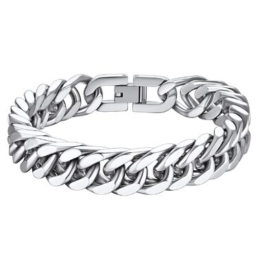 Чоловічий браслет Richsteel з нержавіючої сталі сріблястого/золотого/чорного кольору, ширина 12 мм, довжина 21 см, кубинський ланцюг, для подарунка