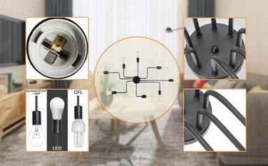 Підвісна стельова люстра FRIDEKO HOME, 8 точок освітлення, цоколь E27