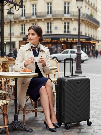 Набір валіз REDOLZ 3 шт. | Легкі дорожні валізи з ABS | Чоловічі/Жіночі | 4 колеса & TSA-замок (Essentials 07) (Чорний, валіза M (67 см))