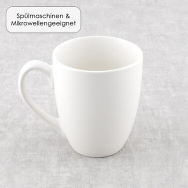 Hansekitchen Coffee Mug Set Large – Coffee Cups made of high-quality and sturdy ceramic, large handles, large mugs (White, Set of 6)
