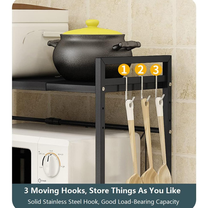 Adjustable Microwave Rice Cooker Stand Holder Kitchen Countertop Storage Organizer Shelf Freestanding Expandable Spice Rack