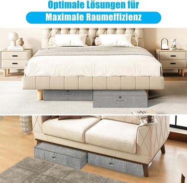 Коробки для зберігання під ліжко з кришкою, 2 шт., сірі, 76x38x17 см. Складані контейнери для одягу, ковдр та постільної білизни. Організація простору в шафі.