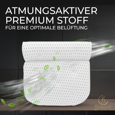Bath Pillow incl. Wash Bag - Ultimate Comfort and Relaxation with Latest Air Mesh Technology - Bath Cushion for Bathtub with 7 Strong Suction Cups - Neck Pillow/Head Pillow (white)