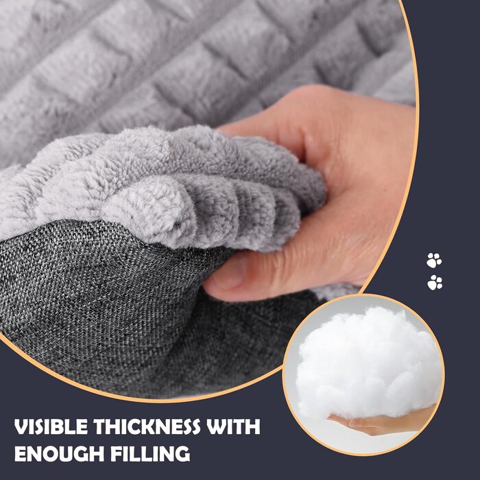 IEUUMLER Dog Bed Washable Dog Mat, Fluffy Soft and Warm Dog Blanket for Travel, Cat Cushion for Large and Small Dogs or Cats FC014 (Gray, 106 * 71cm) (XXL(121*76cm), Gray)