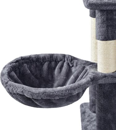 Кігтеточка для котів Yaheetech 206 см, XXL, стабільна, з мотузкою з сизалю, кошиком, гамаком, темно-сіра