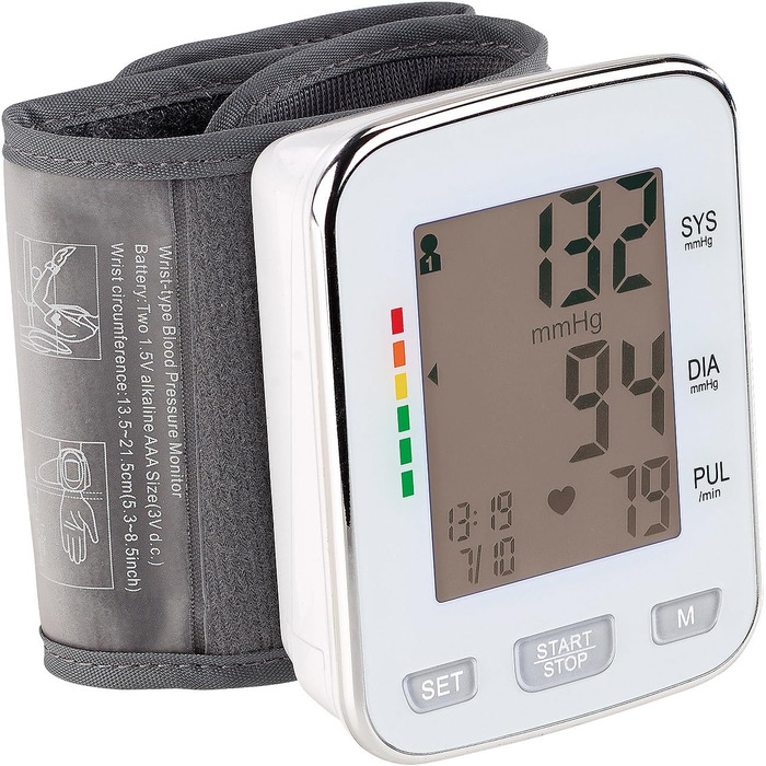 Тонометр на зап'ясті Newgen Medicals: медичний, великий дисплей, 2x 60 місця для пам'яті