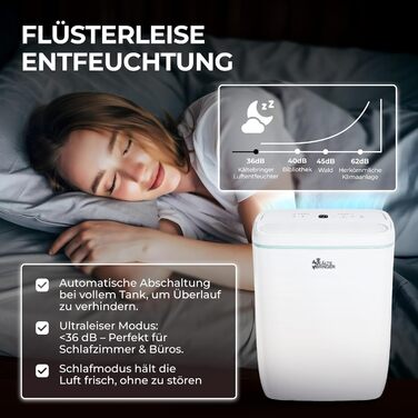 Зволожувач повітря Kältebringer з LED дисплеєм, Wi-Fi та додатком - тихий та енергоефективний, проти вологи та плісняви (12L)