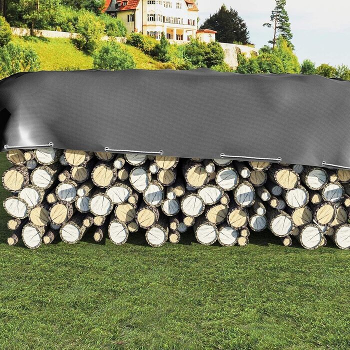 280g/m² Cover Sheet Fabric Sheet 4x4m made of PE [without recovered materials], waterproof and reinforced tarpaulin for garden furniture, pool, car, trampoline, with 16m rope for securing.
